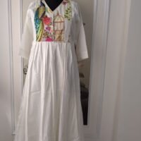 mul chanderi fabric peacock maxi