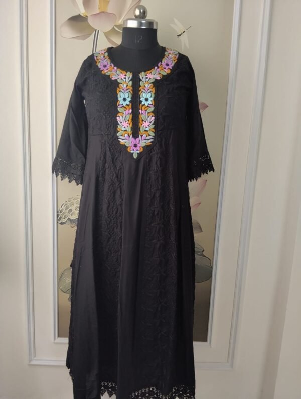 chikankari maxi with embroidery