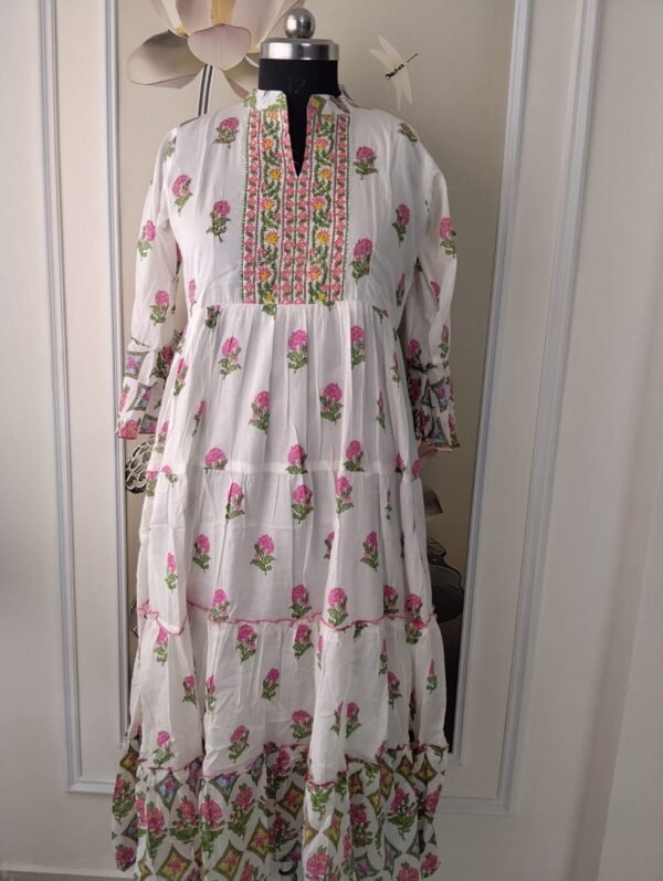 Mul mul cotton 3 tier maxi dress