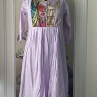 mul chanderi fabric peacock maxi