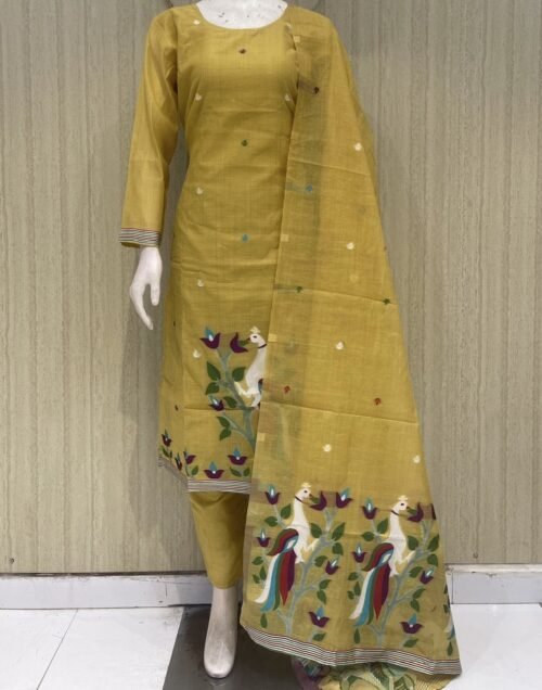jamdani stitched 3 piece  suit set with crepe lining