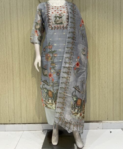 kota 3 piece suit set with cotton lining  with Kalamkari digital print