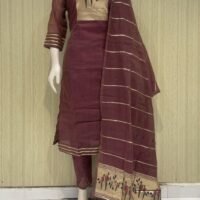 jamdhani stiched 3piece suit set with crape lining