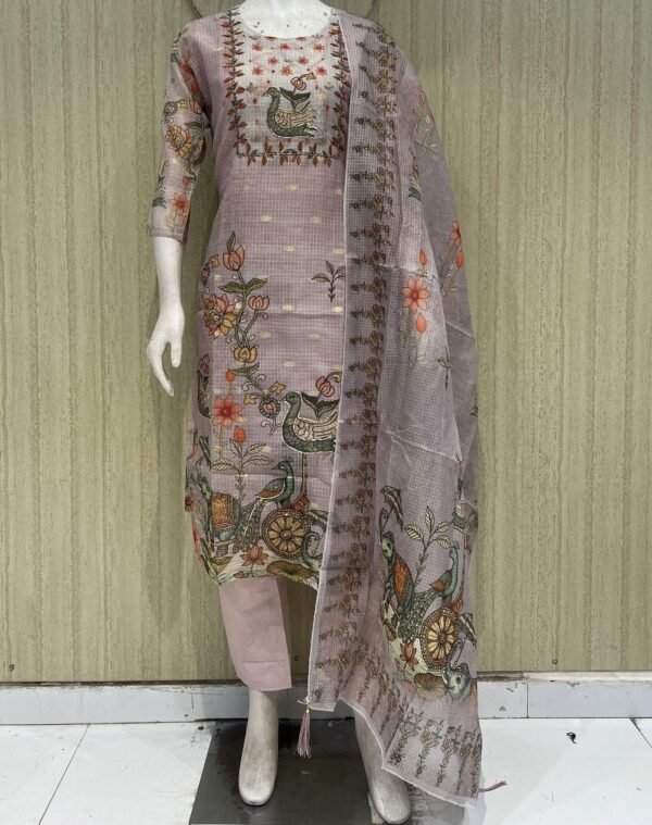 kota 3 piece suit set with cotton lining  with Kalamkari digital print