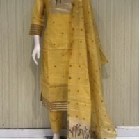 jamdhani stiched 3piece suit set with crape lining