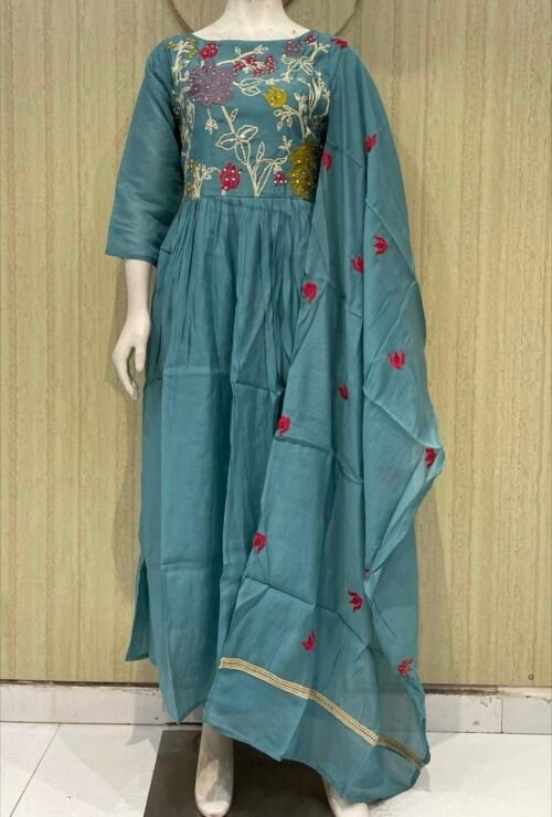 mul chanderi suit set crape lining