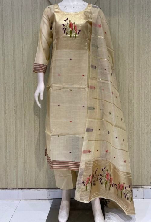 38f45b9f-8707-4d6a-9362-775c73850696 Cotton silk jamdhani suit set with cotton lining