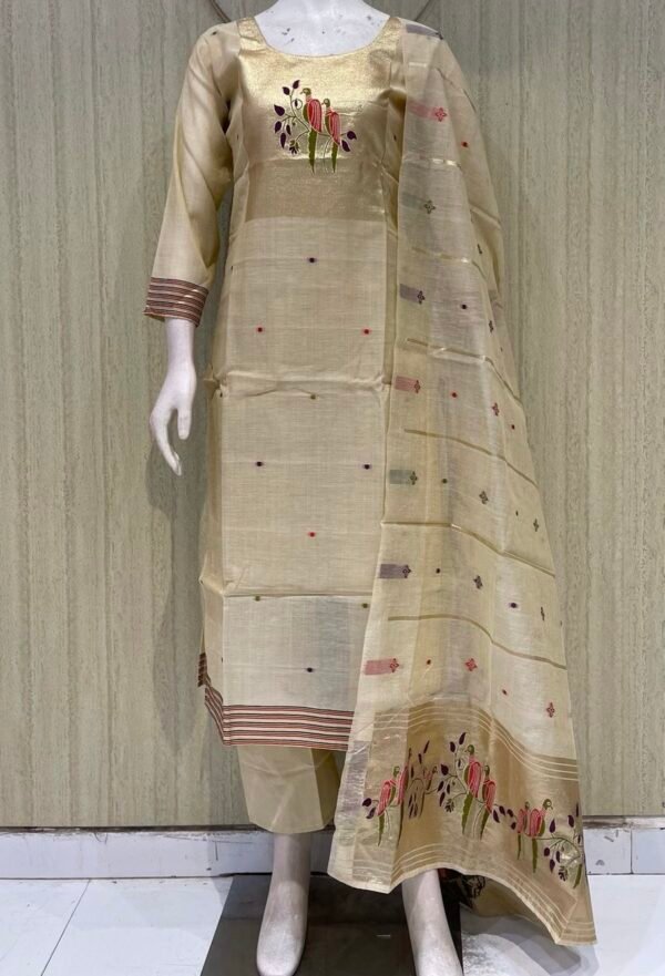 38f45b9f-8707-4d6a-9362-775c73850696 Cotton silk jamdhani suit set with cotton lining