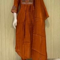 mul chanderi suit set with  Handwork jutti set