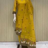 70e172bd-fb04-4151-ab8c-60536a2d4478 Cotton silk jamdhani with cotton pant and lining