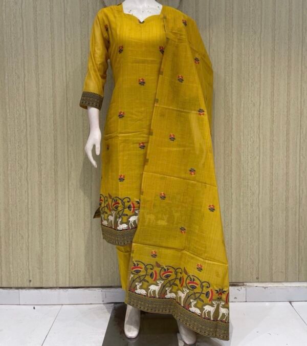 70e172bd-fb04-4151-ab8c-60536a2d4478 Cotton silk jamdhani with cotton pant and lining