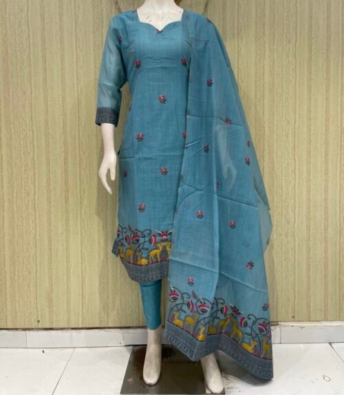 Cotton silk jamdhani with cotton pant and lining