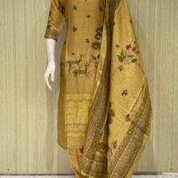 pure chinon kurti set with cotton lining with zari dupatta