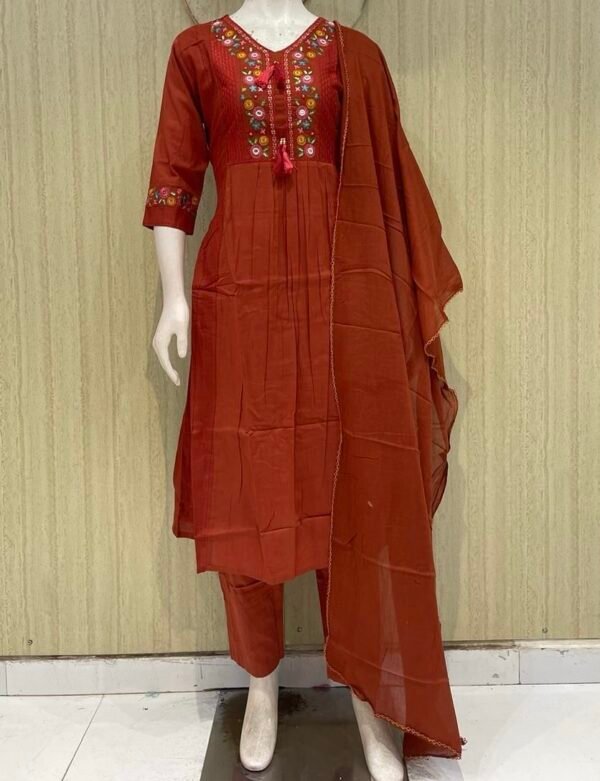 Cotton suit set with half lining