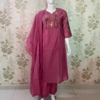 mul chanderi suit with cotton lining