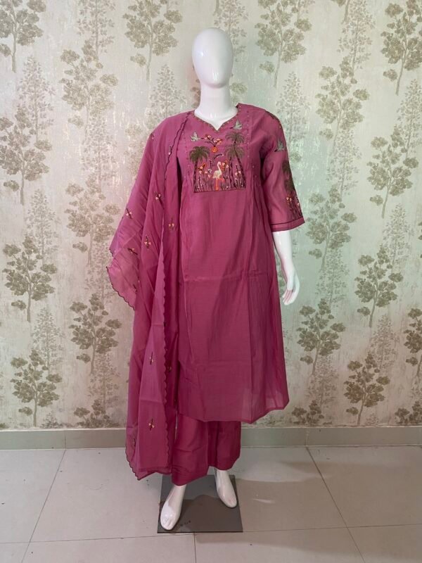 mul chanderi suit with cotton lining
