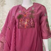 mul chanderi suit with cotton lining