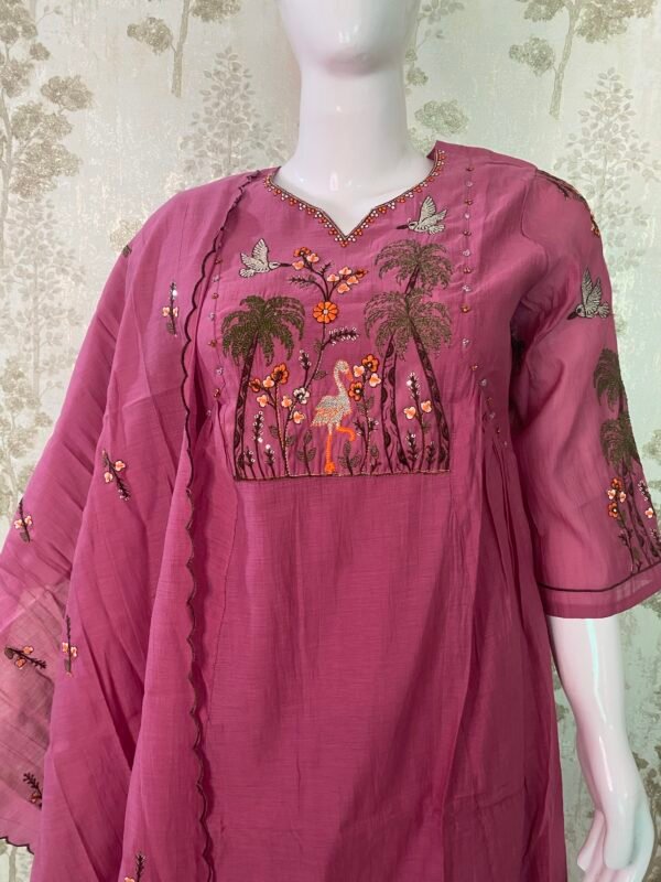 mul chanderi suit with cotton lining