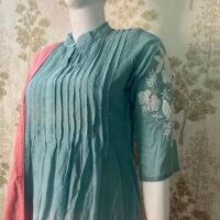 Pure mul cotton duel shade Aline suit set with cotton lining