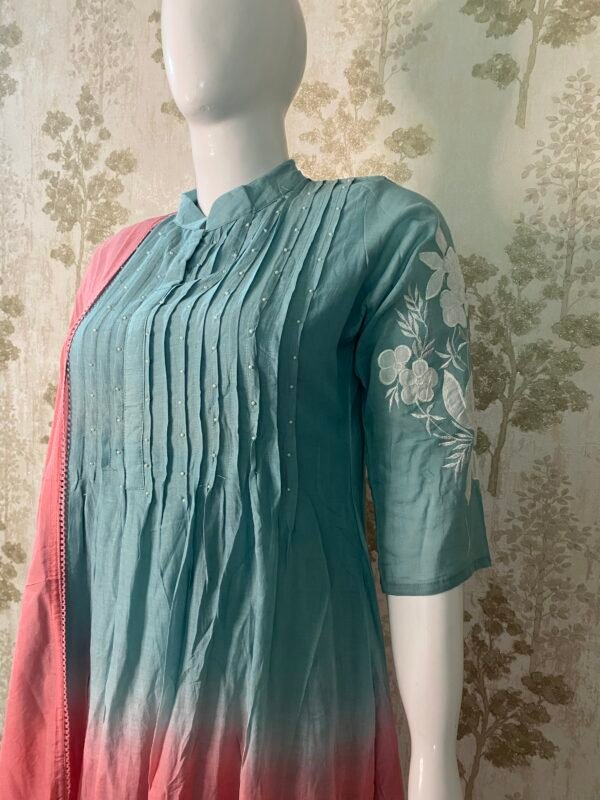 Pure mul cotton duel shade Aline suit set with cotton lining